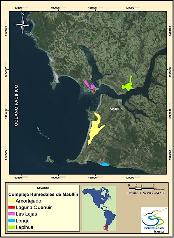 Map of Maullin Coastal Wetlands Reserve Network